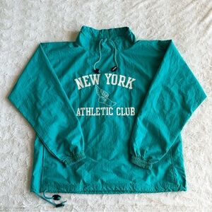 Vintage New York Athletic Club NYAC Jacket Mens Medium Teal Winged Foot Pullover